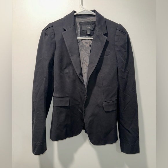 J.Crew Womens Black Long Sleeve Collared Lined Button BlazerSz 2T #A2